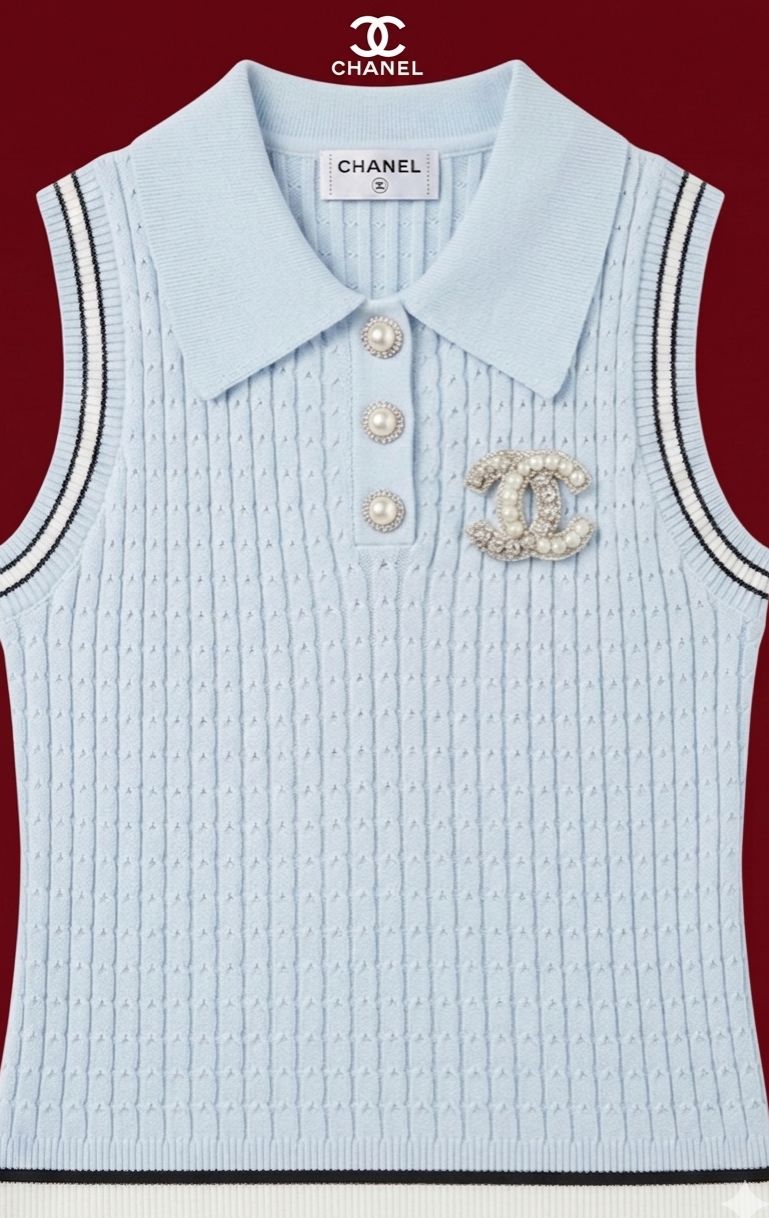 Chanel baby blue top basic