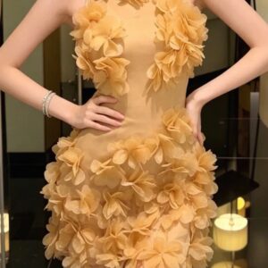 Beige flower dress